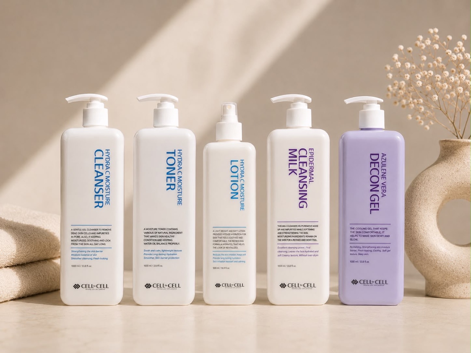 CELL by CELL Pflegeserie: Cleanser, Toner, Lotion, Cleansing Milk und Decon Gel
